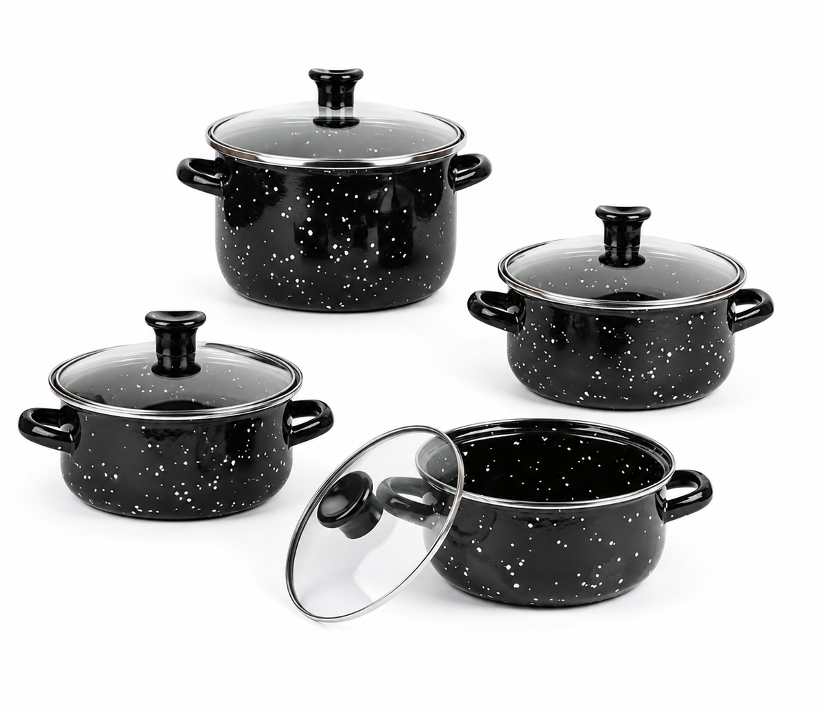 Набір емальованих каструль Black Granite